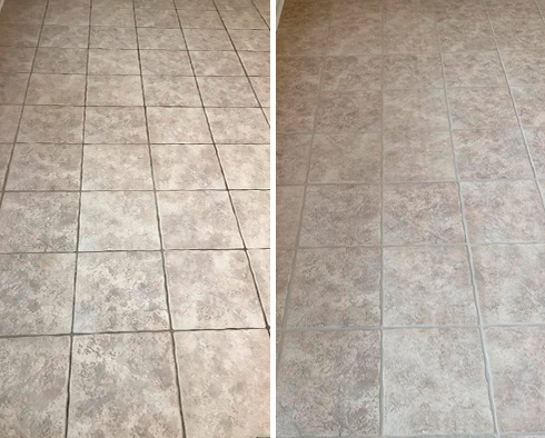 Floor Before and After a Grout Cleaning in Athens, GA