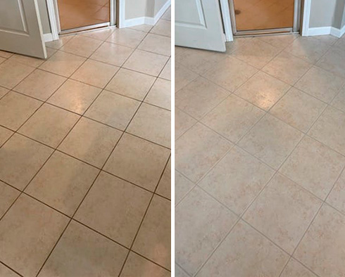 Bathroom Floor Before and After Our Grout Sealing in Athens, GA