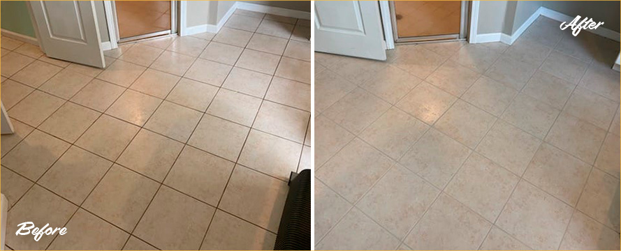 Bathroom Floor Before and After Our Grout Sealing in Athens, GA