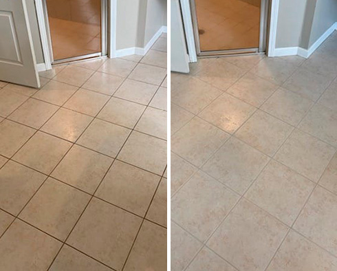 Floor Before and After a Grout Sealing in Athens, GA