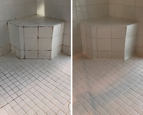 Shower Before and After a Grout Cleaning in Watkinsville, GA