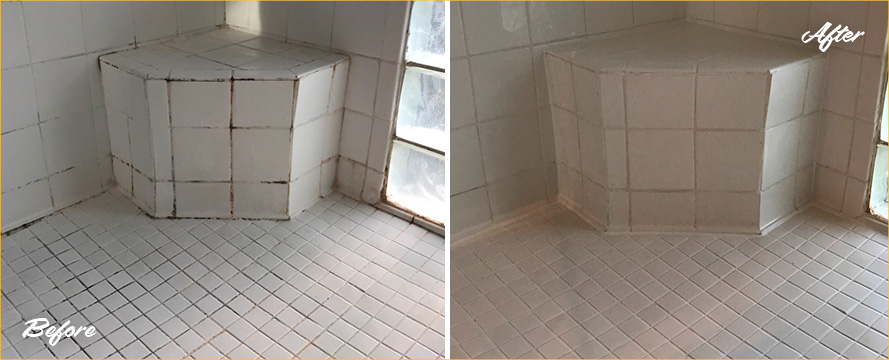 Shower Before and After a Superb Grout Cleaning in Watkinsville, GA